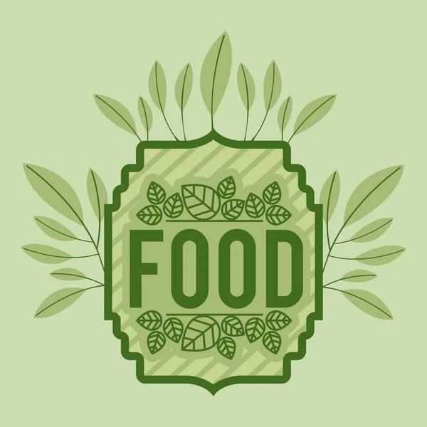 Cadre avec feuilles nourriture végétalienne — Image vectorielle