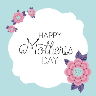 mutlu anneler günü çerçeve çiçekli