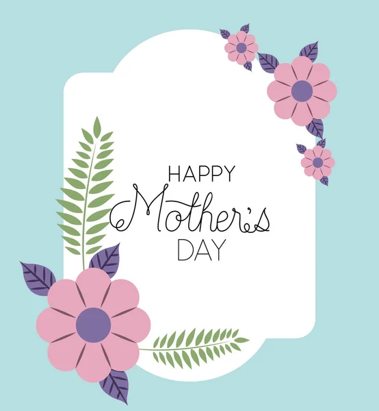 Felice giorno madri cornice con fiori — Vettoriale Stock