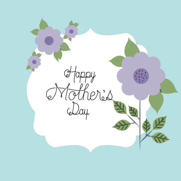 Glada mammor dag ram med blommor — Stock vektor