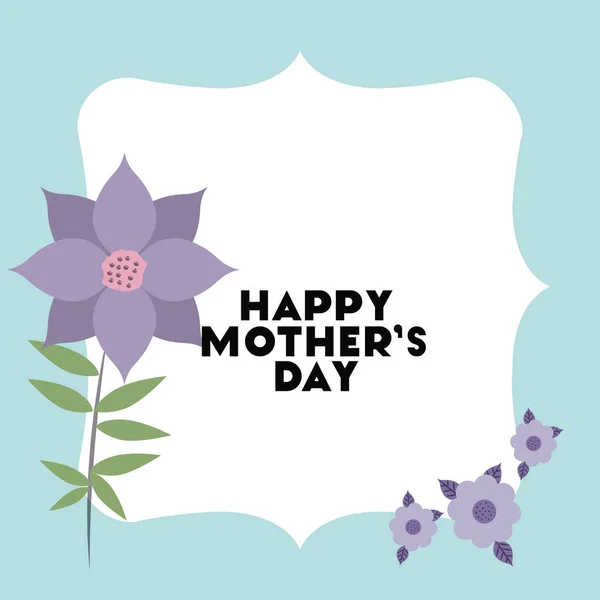 Glada mammor dag ram med blommor — Stock vektor