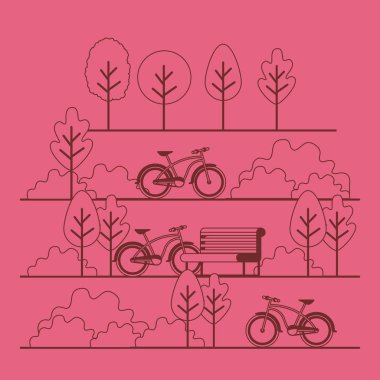 sandalye ve bisiklet ile Park manzara