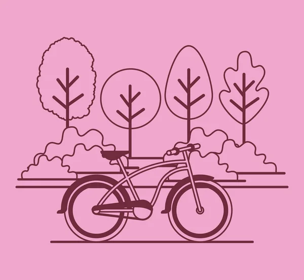 Scène de parc avec vélo — Image vectorielle