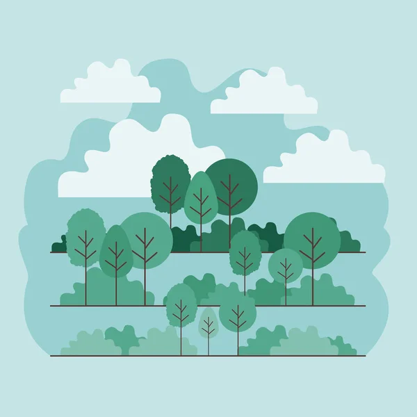 Forest landscape scene icon — Stock Vector