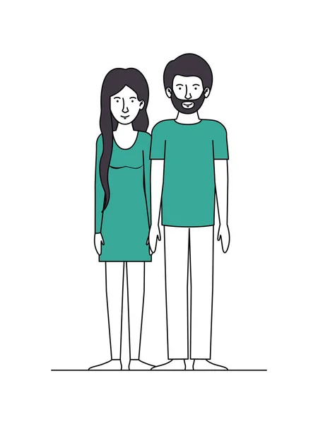 Amoureux de couple avec des vêtements verts — Image vectorielle