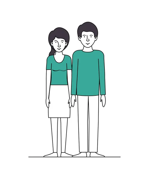 Amoureux de couple avec des vêtements verts — Image vectorielle