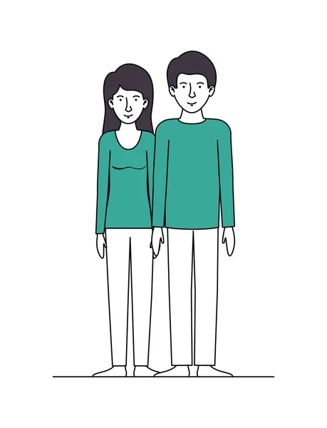 Par älskare med gröna kläder — Stock vektor