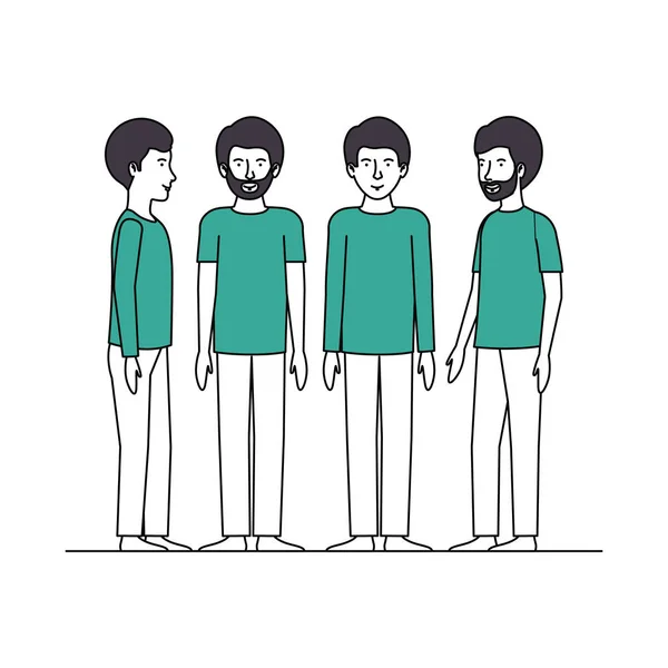 Groep mannen met groene kleren — Stockvector