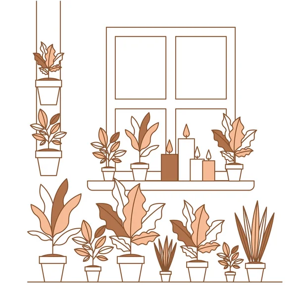 観葉植物ホーム装飾のグループ — ストックベクタ