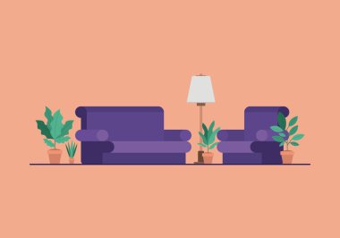 houseplants ve lamba oturma odası