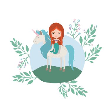 Tek boynuzlu at kampta ile deniz kızı