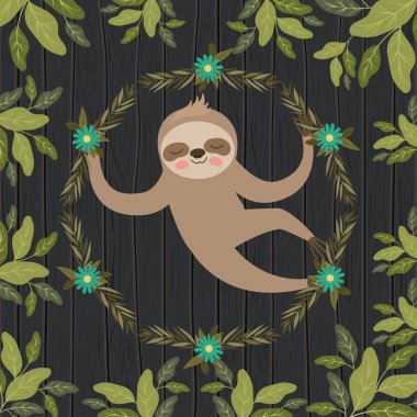 sloth in the jungle scene clipart