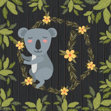 koala in the forest scene clipart