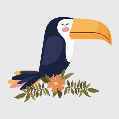 şirin toucan kuş çiçek ile dalında