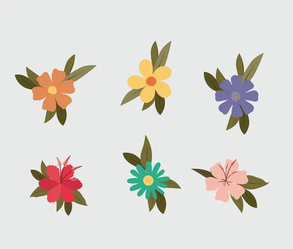 かわいい花とリーフの庭 — ストックベクタ