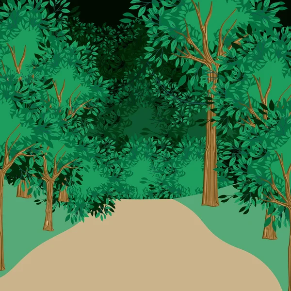 Bosque de árboles paisaje colores borrosos — Vector de stock