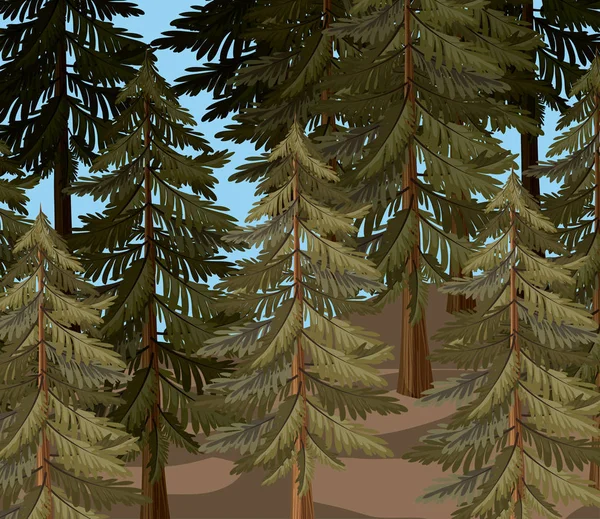 Pine tree boslandschap wazig kleuren — Stockvector