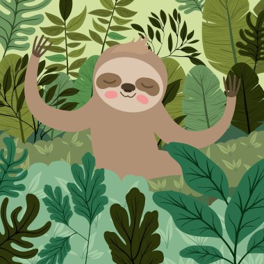 sloth in the jungle scene clipart