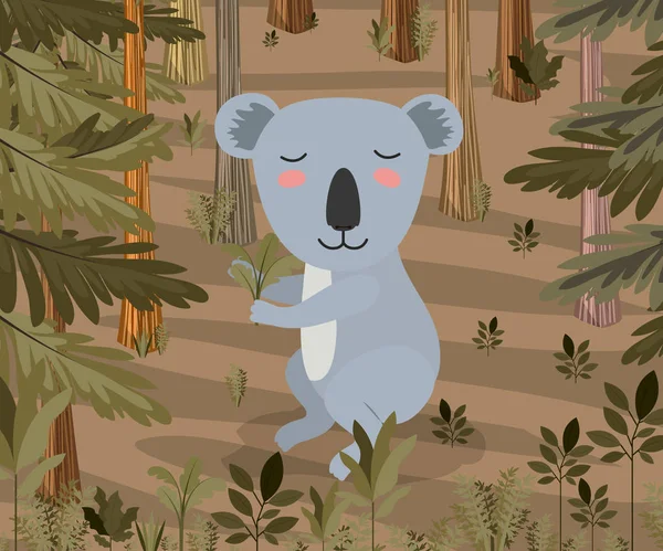 Koala in the forest scene — Stock Vector