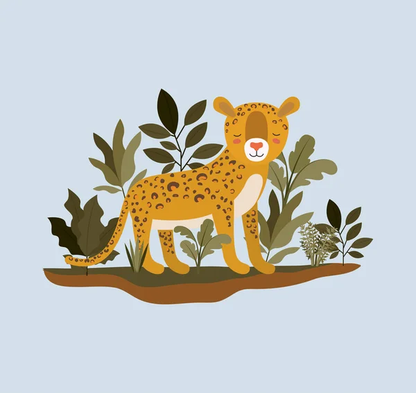 Cheetah orman sahne — Stok Vektör