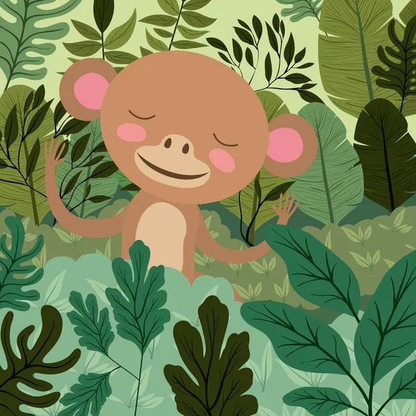 Małpa w scenie leśnej — Wektor stockowy