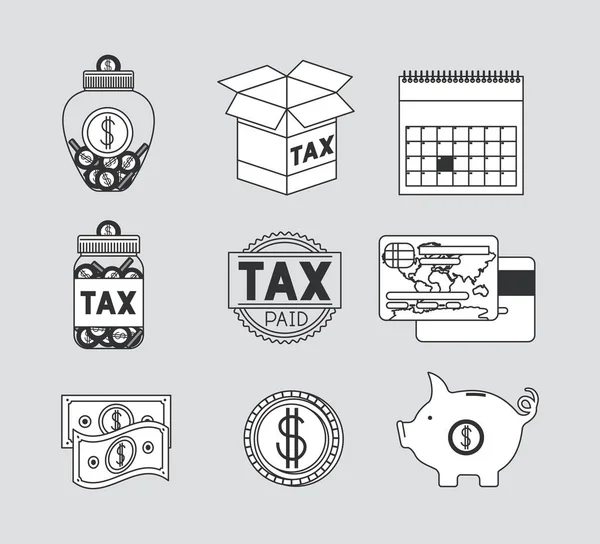 Tax day set icons — Stock Vector