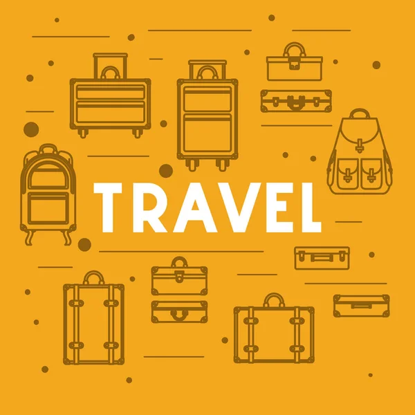 Set suitcases styles icons — Stock Vector