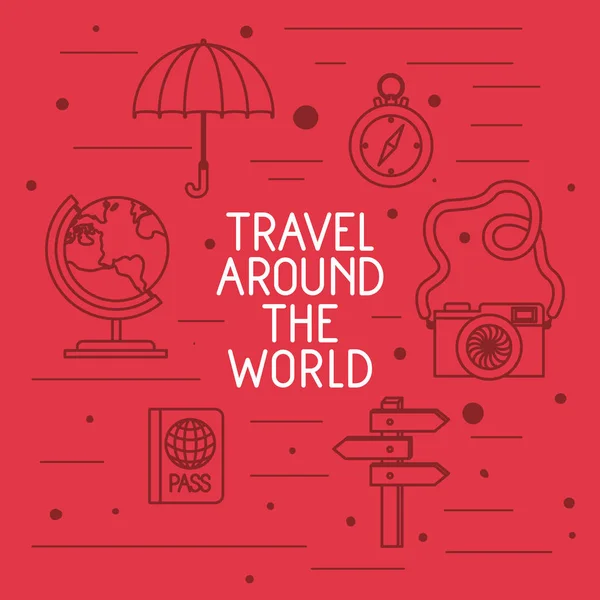 Travel around the world set icons — Stock Vector