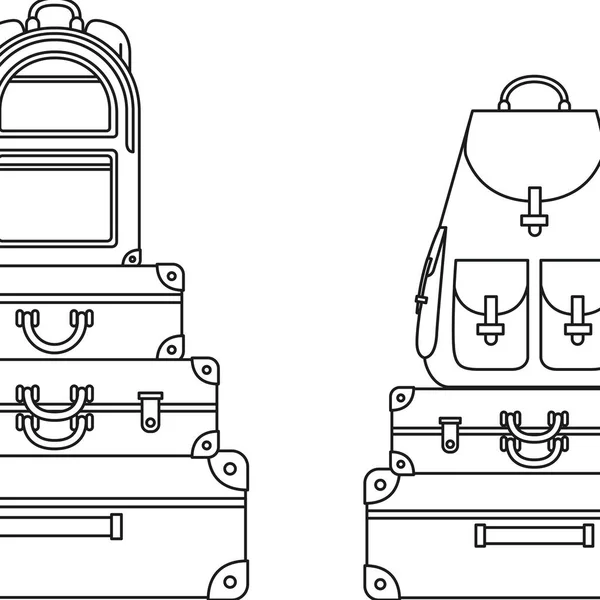 Ange resväskor stilar ikoner — Stock vektor