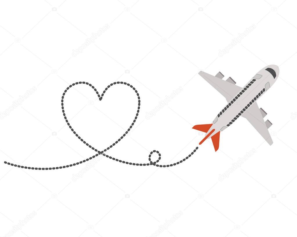 airplane flying with heart