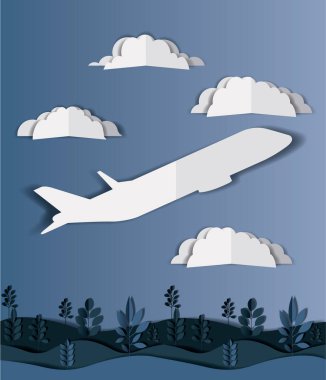 bulutlar ve manzara ile uçan uçak