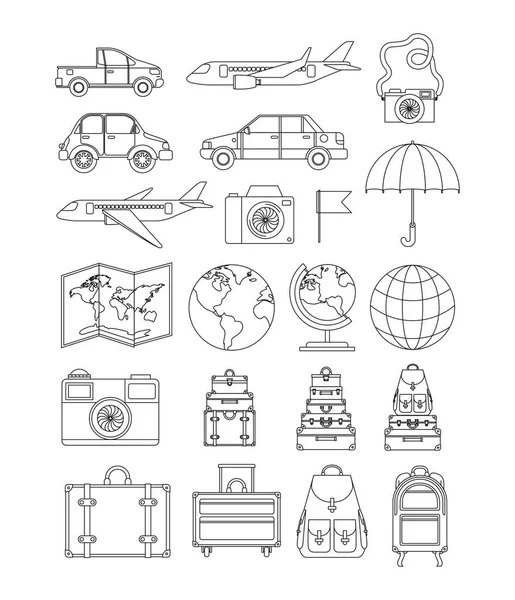 Путешествие по миру набор иконок — стоковый вектор