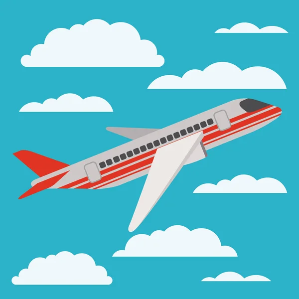 Vliegtuig vliegen met cloudscape — Stockvector