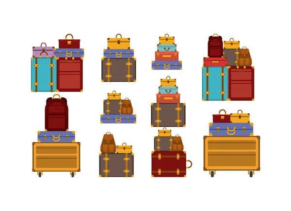 Set maletas estilos iconos — Vector de stock