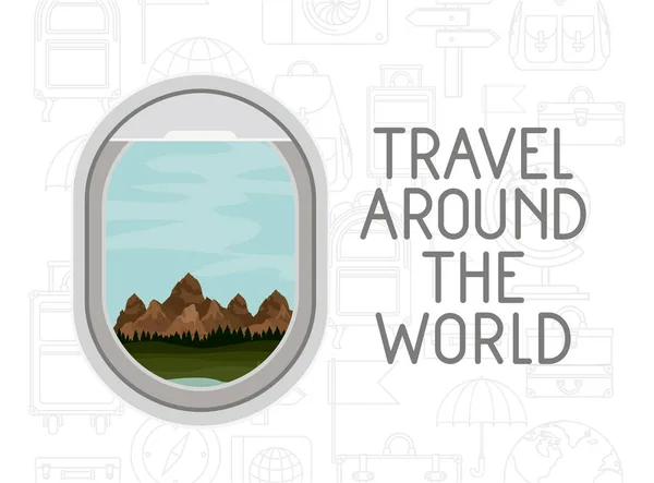 Окна самолета путешествия по всему миру — стоковый вектор
