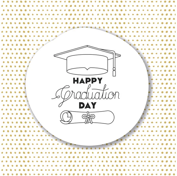 Graduating lettering card with hat graduation — Stock Vector