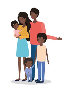 Tatlı afro aile üyeleri karakterleri