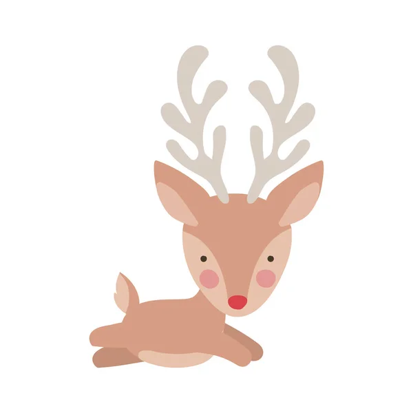 Pequeño icono de carácter de Navidad de renos — Archivo Imágenes Vectoriales
