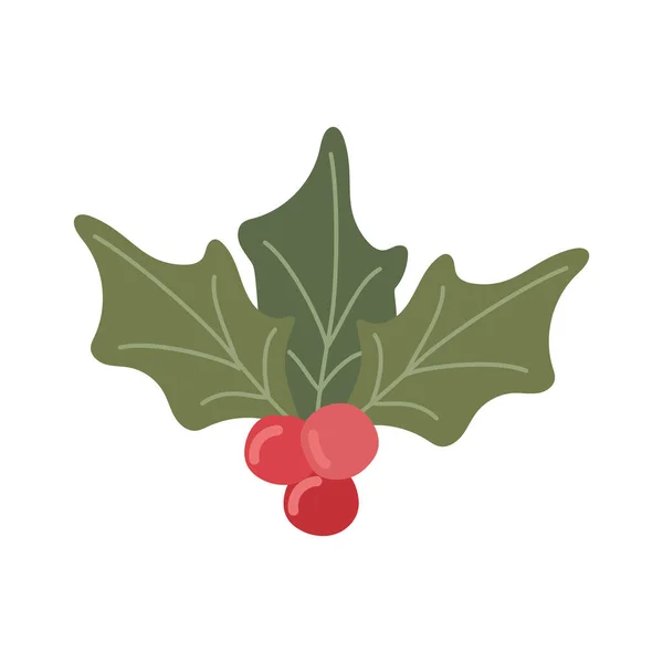 Buon Natale foglie e ciliegie — Vettoriale Stock