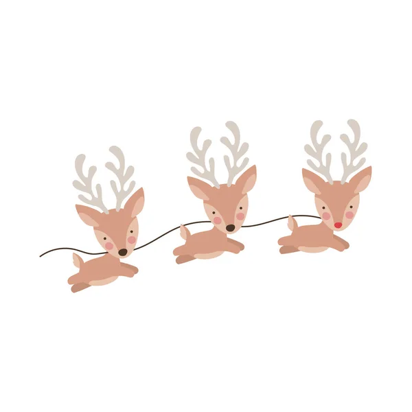 Персонажи рождественских оленей — стоковый вектор
