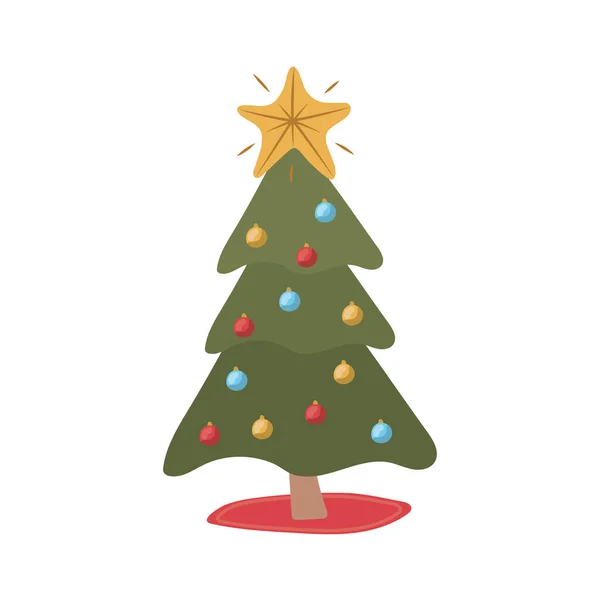 Merry christmas pine tree icon — Stock Vector