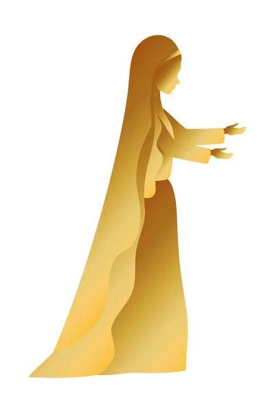 Golden mary virgem personagem manjedoura — Vetor de Stock