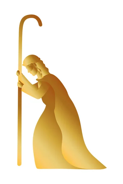 Personaje de oro santo carpintero pesebre — Vector de stock