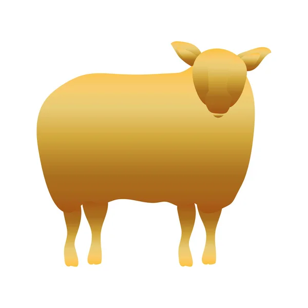 Oveja dorada pesebre carácter animal — Vector de stock