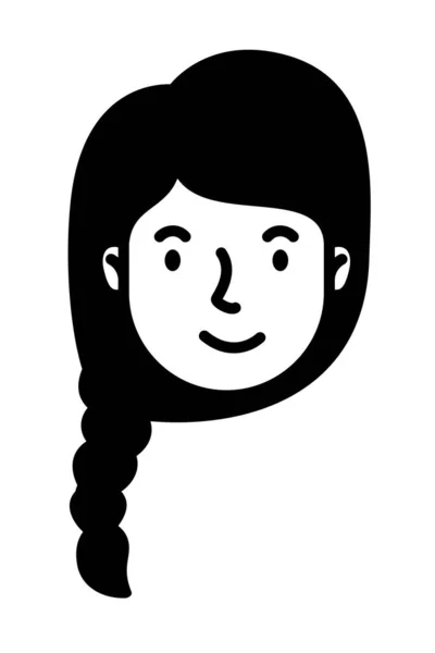 Tête femme visage avec caractère de style prêle — Image vectorielle