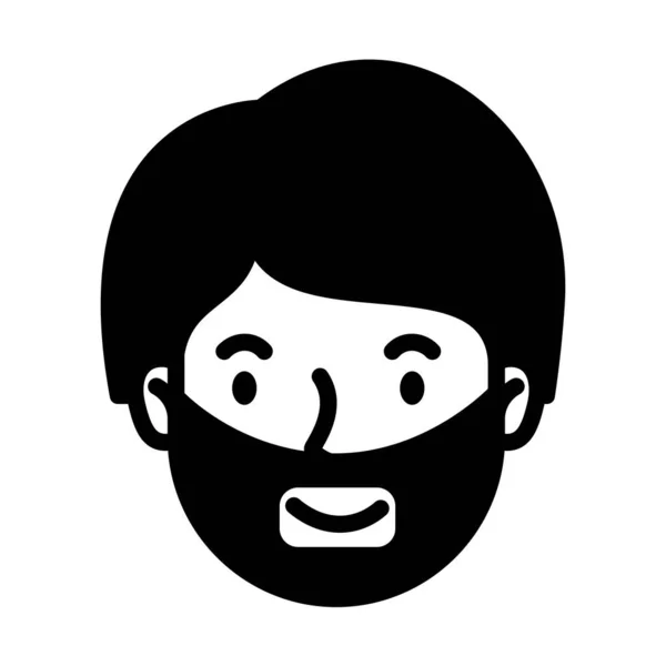 Tête homme visage avec barbe avatar personnage — Image vectorielle
