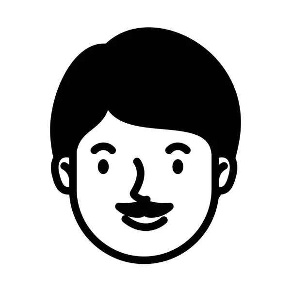 Głowa człowiek twarz z wąsy awatar charakter — Wektor stockowy