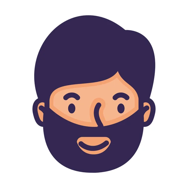 Kopf Mann Gesicht mit Bart Avatar Charakter — Stockvektor