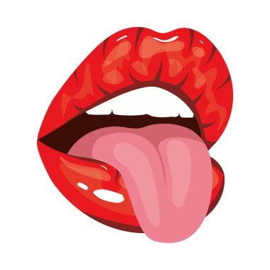 Seksi kadın ağzı ve dil sanatsal tarzı.