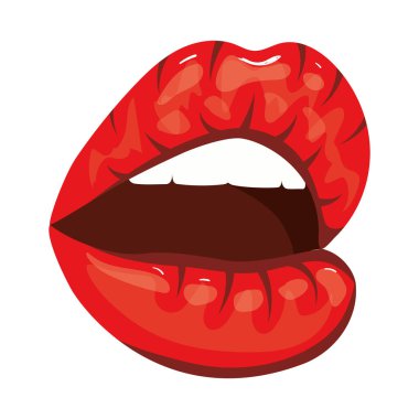 Seksi kadın ağzı pop sanat tarzı